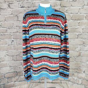 Vintage Vuarnet Sport Wool  Blend Mock Neck Sweater Multicolor Stripe XL